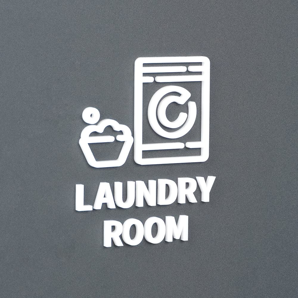 Amazon | Signjapan アクリル ルームサイン LAUNDRY ROOM ホワイト